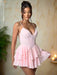 Elegant Backless Ruffled V Neck Summer Mini Dress for Women - Ideal for Parties and Gatherings