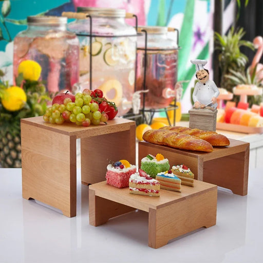 Vintage Tea Break Dessert Table - Solid Wood Sushi & Wedding Snack Display Rack