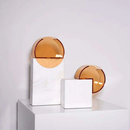 Sophisticated Semicircle Marble and Acrylic Terrarium Vase - Chic Home Decor Accent