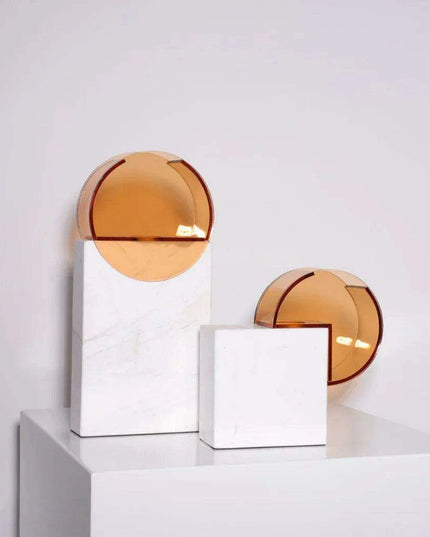 Sophisticated Semicircle Marble and Acrylic Terrarium Vase - Chic Home Decor Accent