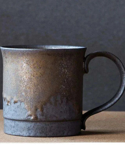 Nordic Charm Ceramic Coffee Mug with Hanging Ear and Gilt Couple Design