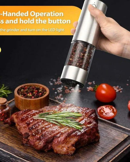 USB Rechargeable Electric Salt and Pepper Mill Set with Customizable Grind Settings and Illuminating LED