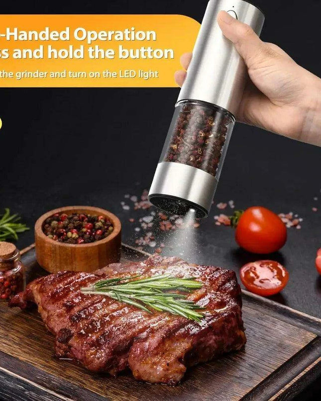 USB Rechargeable Electric Salt and Pepper Mill Set with Customizable Grind Settings and Illuminating LED