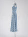 Chic Embroidered Denim Evening Gown with Diamond Detailing - Summer 2024 Edition