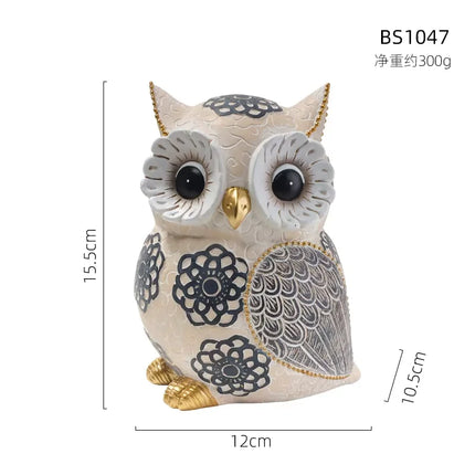 Whimsical Owl Sculpture — Resin Home Decor Accent