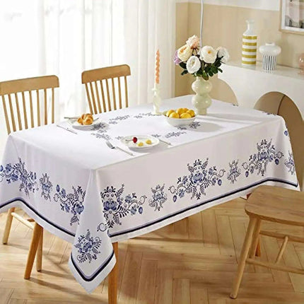 Elegant Spring-Inspired Blue and White Porcelain Rectangular Tablecloth for Memorable Celebrations