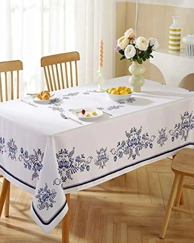 Elegant Spring-Inspired Blue and White Porcelain Rectangular Tablecloth for Memorable Celebrations