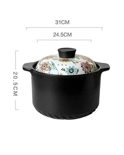 Artisan Japanese Ceramic Stew Pot with Artistic Design and Ample Capacity