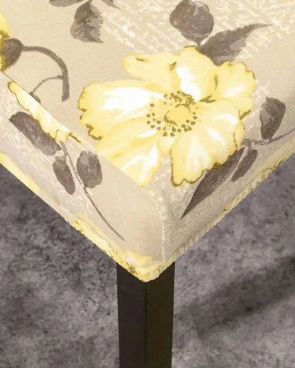 Nordic Floral Stretch Chair Slipcover in Yellow and Tan