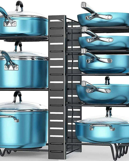 8-Tier Customizable Kitchen Cookware Organizer for Maximum Efficiency and Longevity