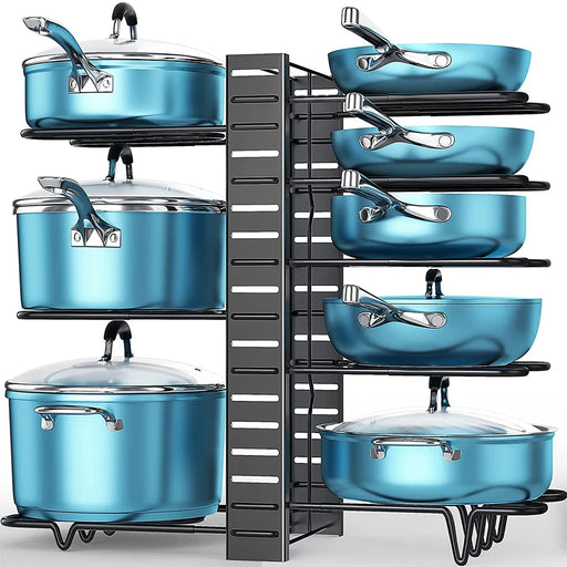 Adjustable Pan Pot Organizer with 8 Tiers for Kitchen Storage and Organization