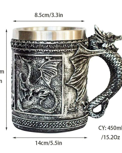 Skull Knight Tankard: Stainless Steel Resin Beer Stein - Viking Halloween Decor for Tea Pub