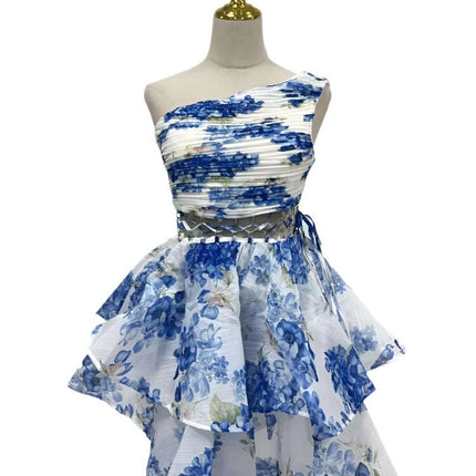 Chic Asymmetrical High-Waist Mini Dress with Statement Diagonal Collar for Fashion-Forward Women