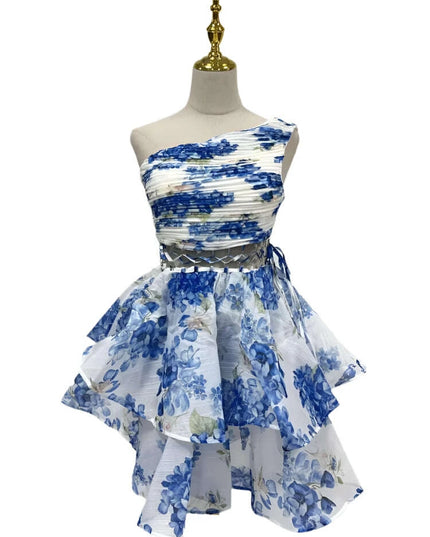 Chic Asymmetrical High-Waist Mini Dress with Statement Diagonal Collar for Fashion-Forward Women