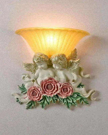 Charming Vintage Angel LED Wall Light - Contemporary Resin Home Accent Fixture