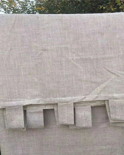 Elegant Customizable Beige Cotton Linen Semi-Blackout Curtains for Home & Cafe