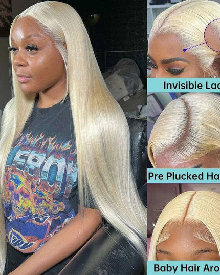 Blonde 613 Luxe Human Hair Lace Front Wig - Elegant and Timeless Hairpiece