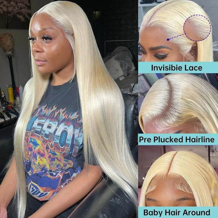 Blonde 613 Luxe Human Hair Lace Front Wig - Elegant and Timeless Hairpiece