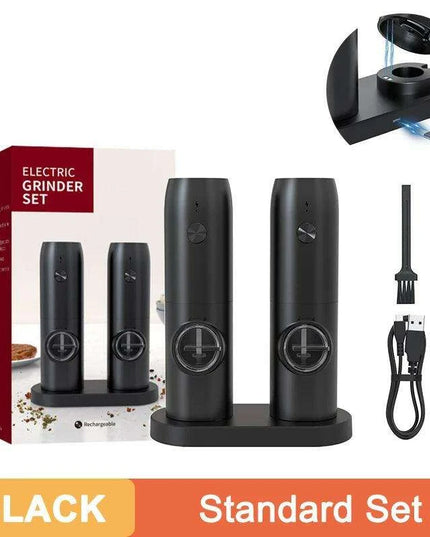 One-Handed USB Rechargeable Electric Spice Grinder Set with Adjustable Coarseness