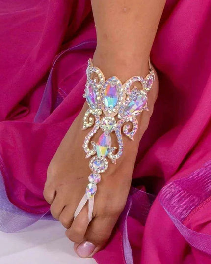 Geometric AB Crystal Toe Chain Anklet - Stylish Foot Jewelry for Dance and Beach Adventures