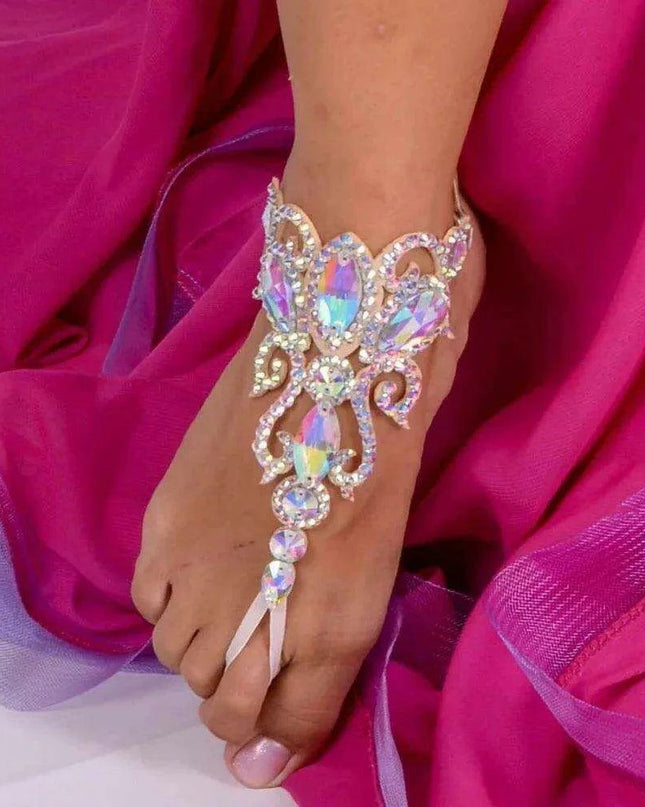 Geometric AB Crystal Toe Chain Anklet - Stylish Foot Jewelry for Dance and Beach Adventures