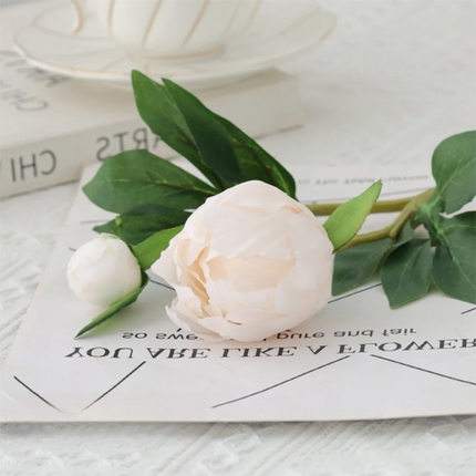 Artificial Peony Stem with Bloom & Bud, 47 cm