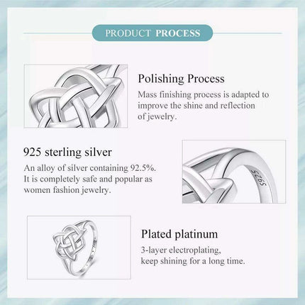 Eternal Love Celtic Knot Ring in Sterling Silver - A Timeless Symbol of Connection for Her