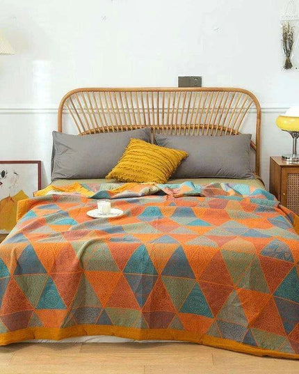 Dreamy Cotton Jacquard Blanket Set - Perfect All-Season Comfort and Style