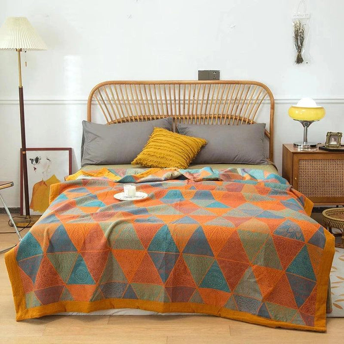 Dreamy Cotton Jacquard Blanket Set - Perfect All-Season Comfort and Style