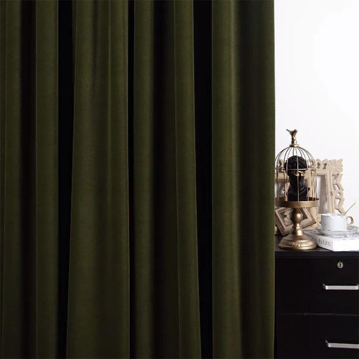 Luxurious Olive Green Herringbone Blackout Curtain