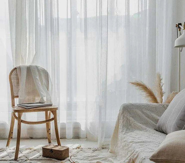 Elegant Japanese Linen Sheer Tulle Window Treatments - Premium Flax Gauze Drapes for Luxurious Interiors