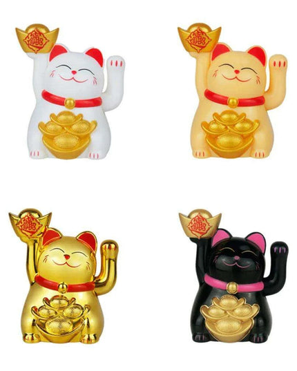 Solar-Powered Waving Lucky Cat Figurine - A Symbol of Joy and Good Fortune