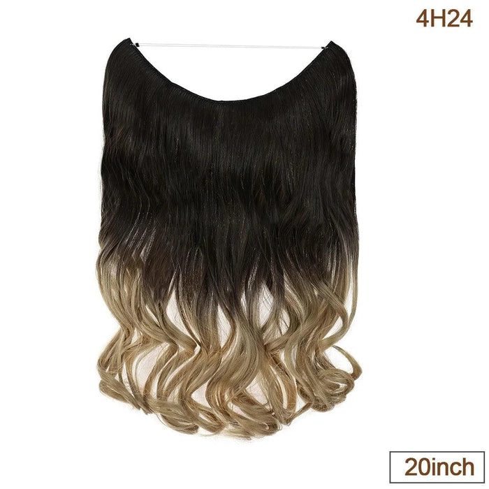 20-Inch Versatile Adjustable Invisible Wire Hair Extensions - Curly and Sleek Options