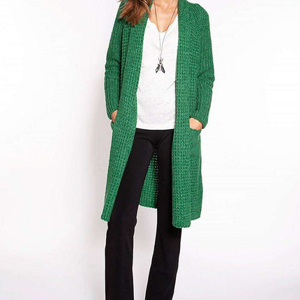 Shawl Collar Waffle Knit Cardigan for Cozy Elegance - Très Elite