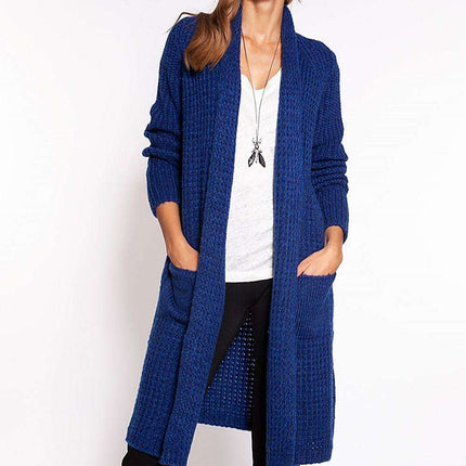 Shawl Collar Waffle Knit Cardigan for Cozy Elegance - Très Elite
