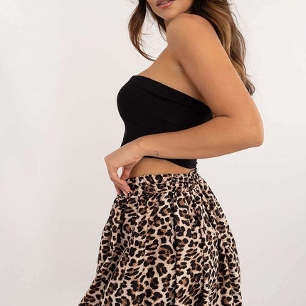 Short Skirt Model 201764 Bomber Inspired Cut Warm Brown - Très Elite
