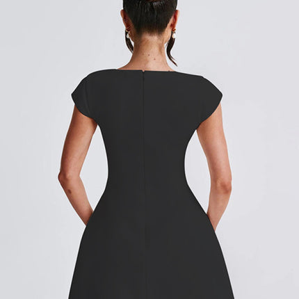 Short Sleeve Square Neck Vest A-Line Dress - Très Elite