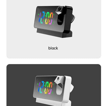 Silent Rotating LED Projection Alarm Clock with Digital Thermometer and Customizable Display..