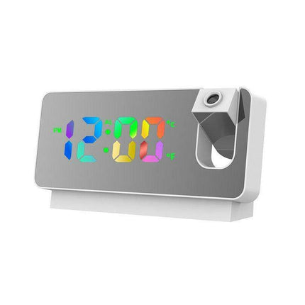 Silent Rotating LED Projection Alarm Clock with Digital Thermometer and Customizable Display..