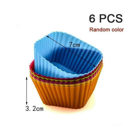 Silicone Baking Molds Collection - 6/12 Pack Non-Stick Round & Heart Shapes for Creative Dessert Making - Très Elite