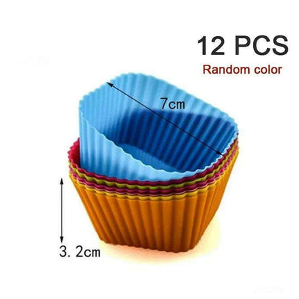 Silicone Baking Molds Collection - 6/12 Pack Non-Stick Round & Heart Shapes for Creative Dessert Making - Très Elite
