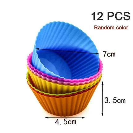 Silicone Baking Molds Collection - 6/12 Pack Non-Stick Round & Heart Shapes for Creative Dessert Making - Très Elite