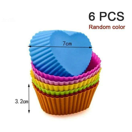 Silicone Baking Molds Collection - 6/12 Pack Non-Stick Round & Heart Shapes for Creative Dessert Making - Très Elite