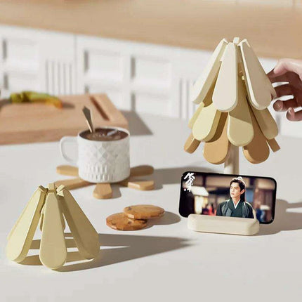 Silicone Heat-Resistant Trivet (Set of 3 with 1 Stand) - Lightweight Non-Slip Insulated Pads - Très Elite