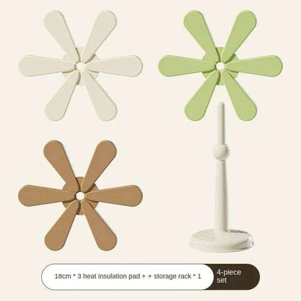 Silicone Heat-Resistant Trivet (Set of 3 with 1 Stand) - Lightweight Non-Slip Insulated Pads - Très Elite
