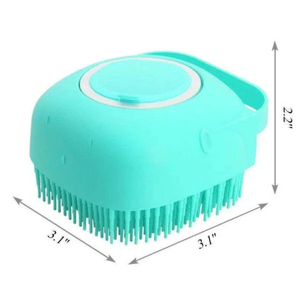 Silicone Pet Grooming Brush with Shampoo Dispenser - 2.7oz Capacity for Easy Bathing - Très Elite