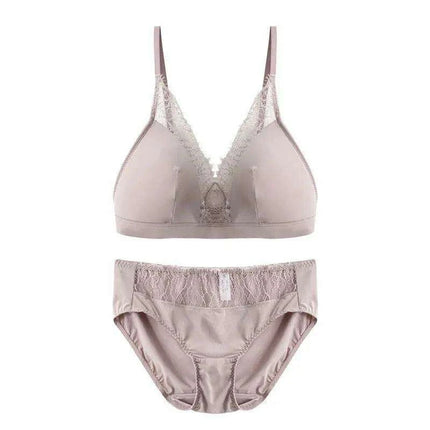 Silk Elegance: Eyelash Lace Rimless Lingerie Set in Natural Mulberry Silk - Très Elite