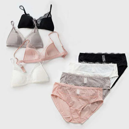 Silk Elegance: Eyelash Lace Rimless Lingerie Set in Natural Mulberry Silk - Très Elite