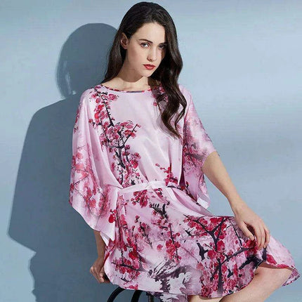 Silk Elegance: Luxurious 100% Pure Silk Nightgown Robe for Women