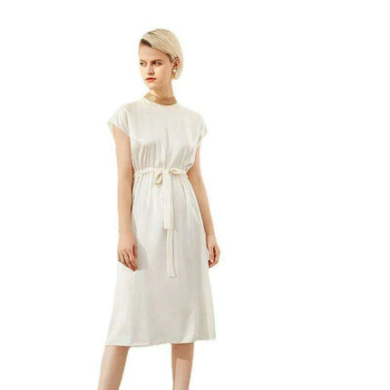 Silk Elegance Tie-Up Waist Evening Gown - A Glamorous Choice for Women - Très Elite
